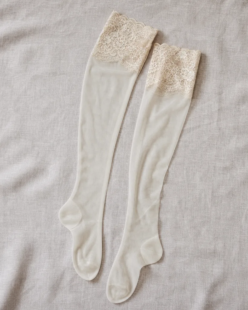 Calze Pizzo Lace Top Hold-ups in Nero, lace top hold-ups