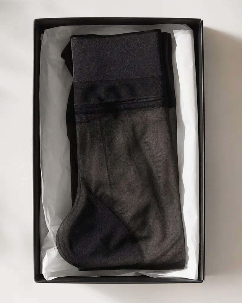 Calze Seta 15 Denier Stockings in Nero, sheer stockings