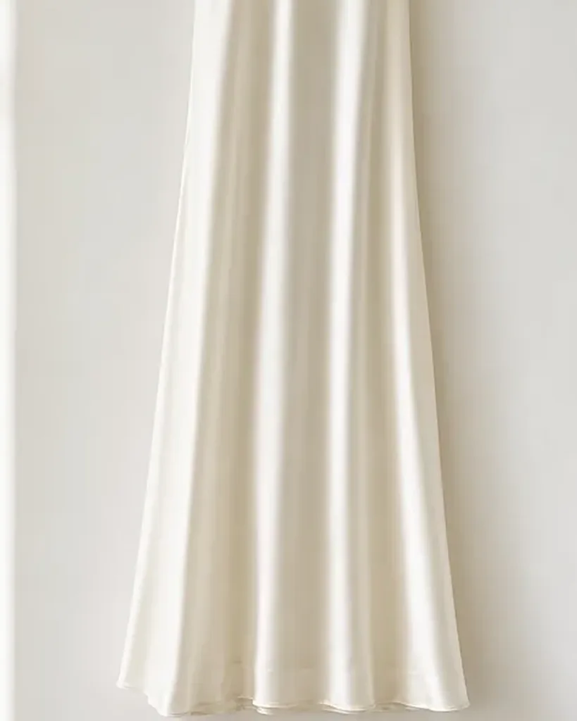 Second detail of the Camicia da Notte Perla Silk Negligee: edges, seams and finish