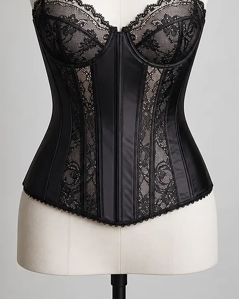 Second detail of the Corsetto Contessa Satin Corset: edges, seams and finish