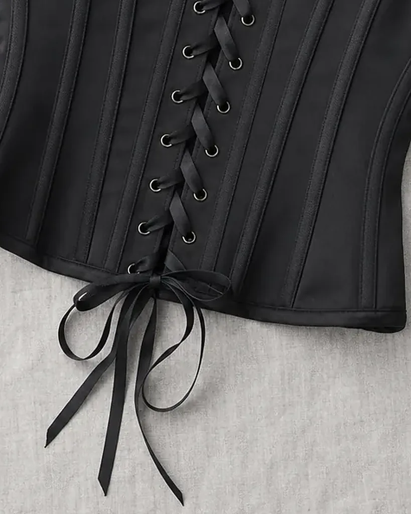 Second detail of the Corsetto Vita Underbust Corset: edges, seams and finish