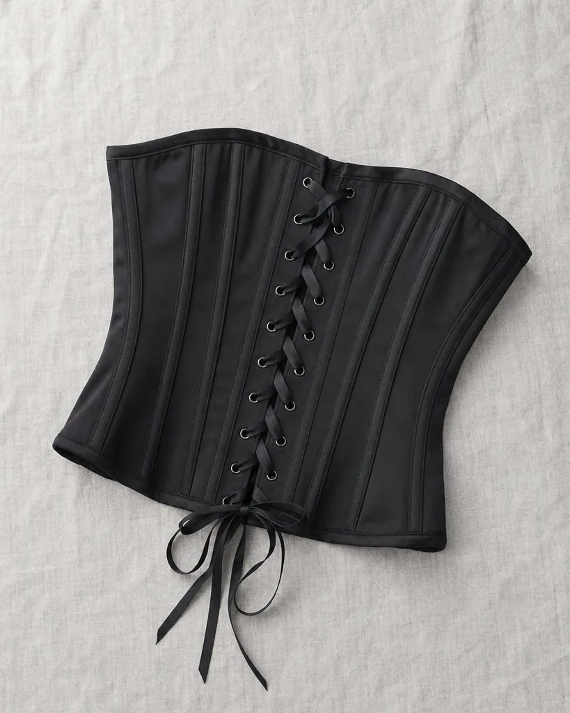 Corsetto Vita Underbust Corset in Nero, underbust corset