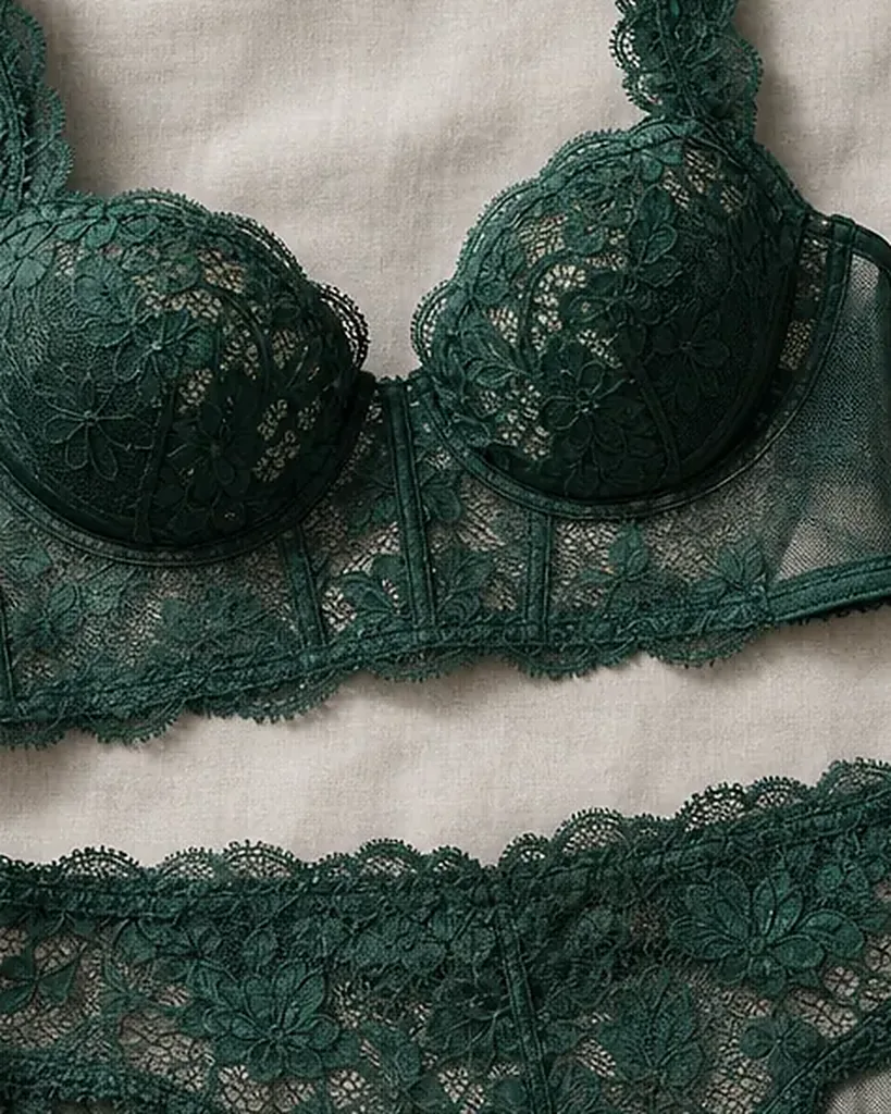 Close detail of the lace on the Giardino Segreto Longline Set