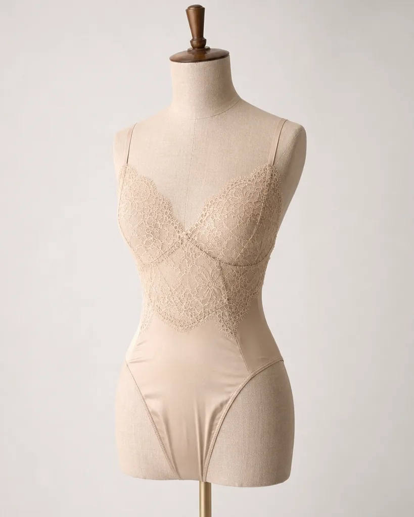 Seta Ombra Silk Bodysuit in Nero, silk and lace bodysuit