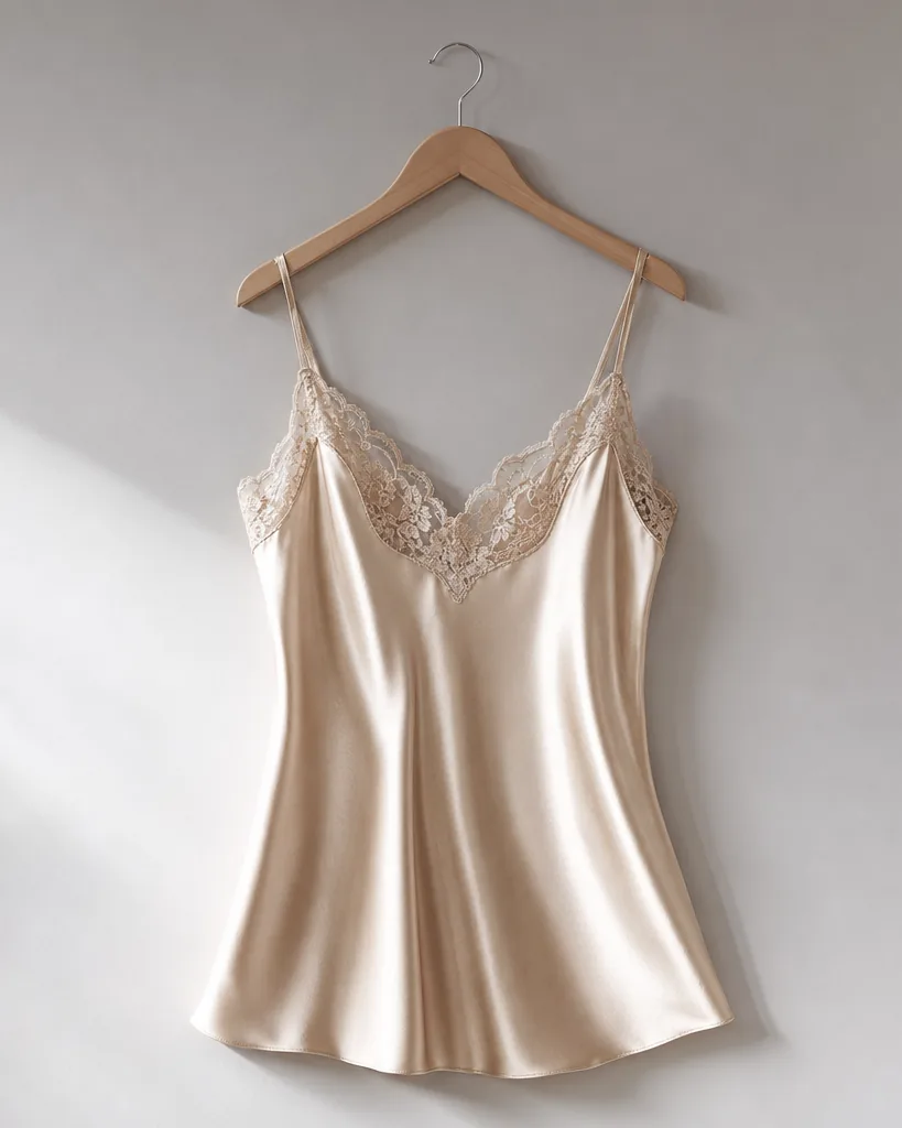 Sottoveste Luna Silk Chemise in Champagne, silk chemise
