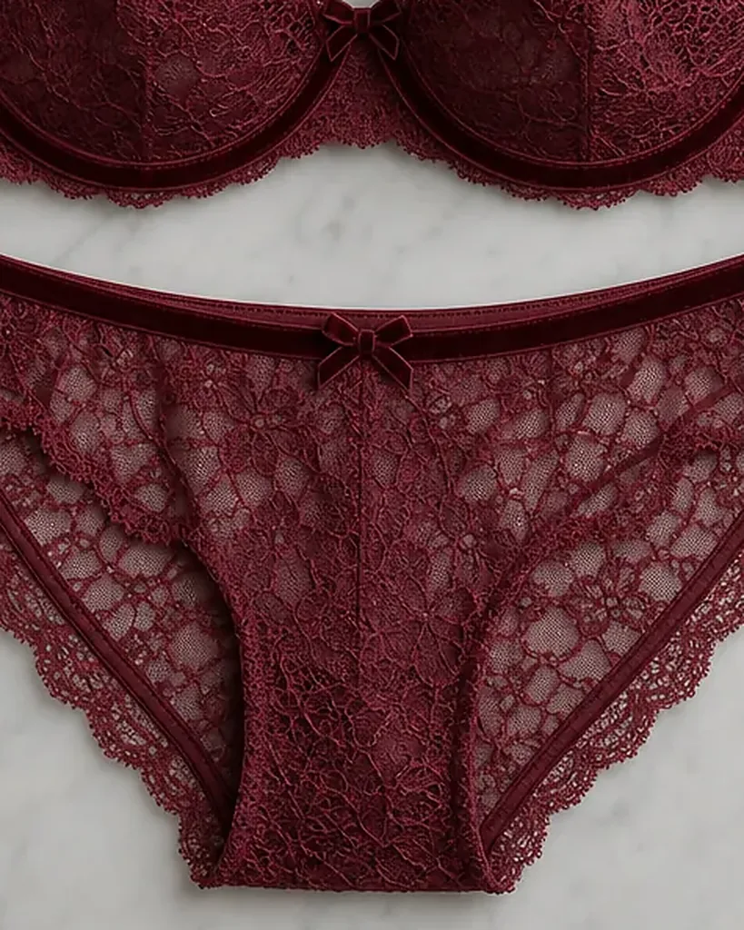 Second detail of the Velluto Rosso Set: edges, seams and finish