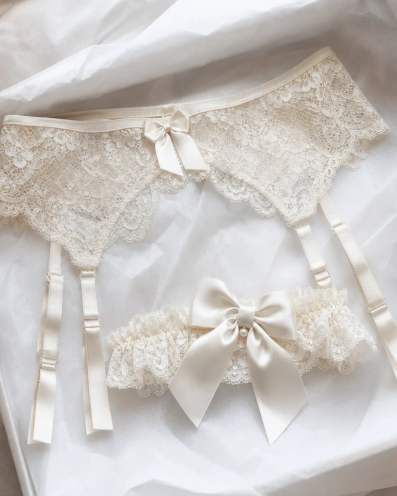 Velo Bridal Garter Set in Avorio, bridal garter set