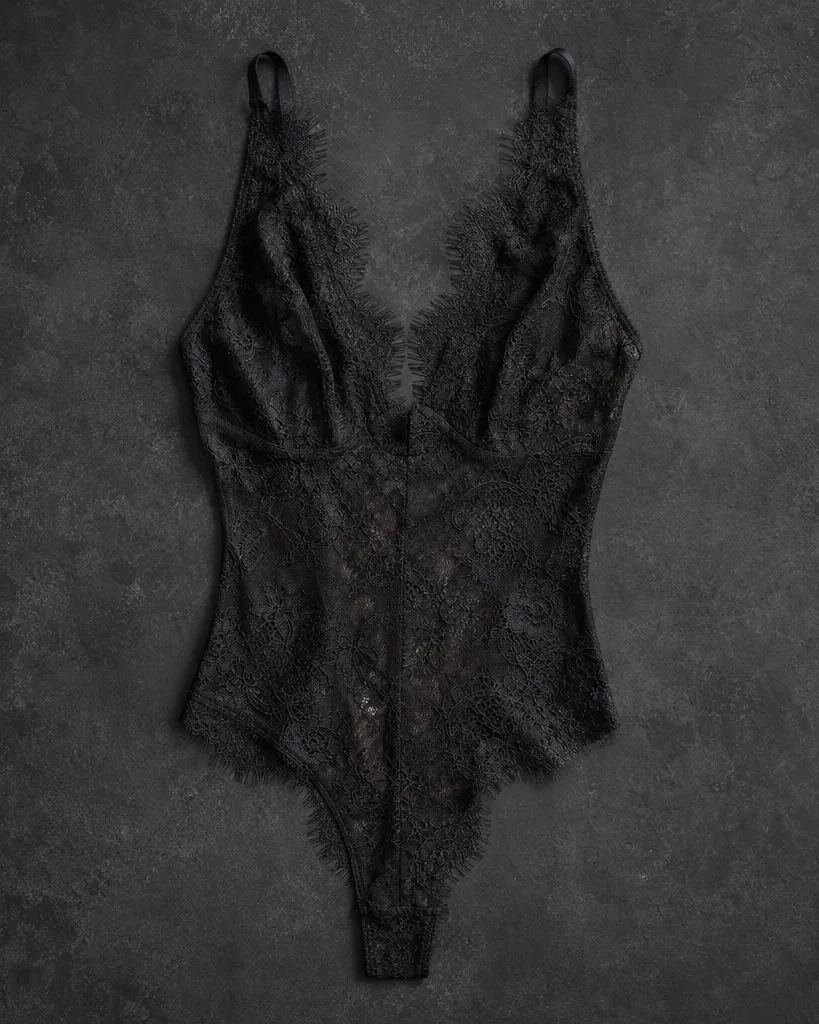 Velo Nero Plunge Bodysuit in Nero, plunge bodysuit
