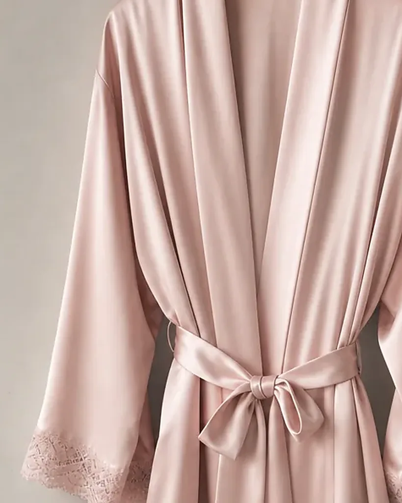 Close detail of the silk on the Vestaglia Capri Short Silk Robe