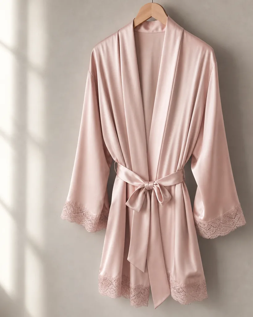 Vestaglia Capri Short Silk Robe in Nero, short silk robe